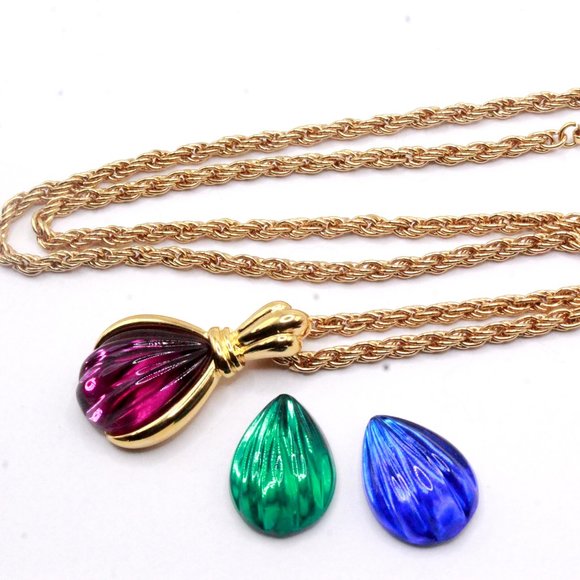 Kenneth Jay Lane KJL Signed Designer Interchgeable Magnetic Pendant Necklace - Picture 4 of 8